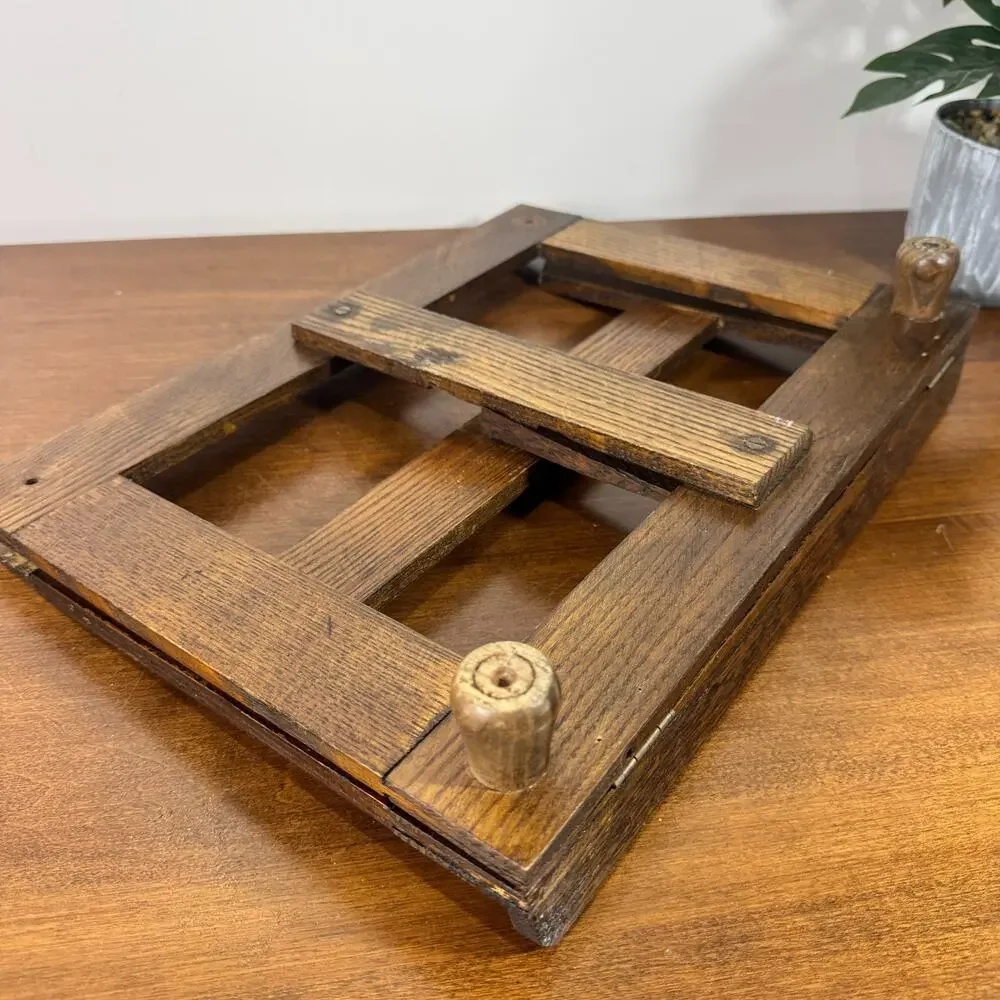 Vintage Oak Folding Book Stand Adjustable Bible Cookbook Display Holder Lectern